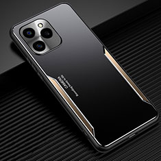 Coque Luxe Aluminum Metal Housse et Bumper Silicone Etui JL3 pour Huawei Honor 60 SE 5G Or