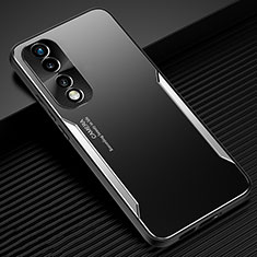 Coque Luxe Aluminum Metal Housse et Bumper Silicone Etui JL3 pour Huawei Honor 70 5G Argent