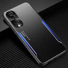 Coque Luxe Aluminum Metal Housse et Bumper Silicone Etui JL3 pour Huawei Honor 70 5G Bleu