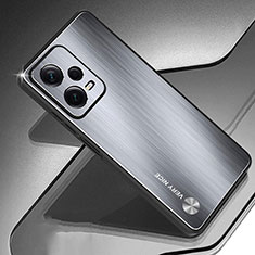 Coque Luxe Aluminum Metal Housse et Bumper Silicone Etui JS1 pour Xiaomi Poco X5 5G Argent