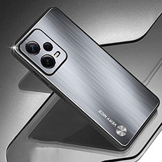 Coque Luxe Aluminum Metal Housse et Bumper Silicone Etui JS1 pour Xiaomi Redmi Note 12 Explorer Argent