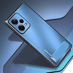 Coque Luxe Aluminum Metal Housse et Bumper Silicone Etui JS2 pour Xiaomi Redmi Note 12 Explorer Bleu