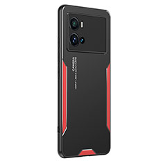 Coque Luxe Aluminum Metal Housse et Bumper Silicone Etui M01 pour Vivo iQOO 9 Pro 5G Rouge