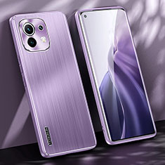 Coque Luxe Aluminum Metal Housse et Bumper Silicone Etui M01 pour Xiaomi Mi 11 Lite 5G NE Violet