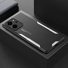 Coque Luxe Aluminum Metal Housse et Bumper Silicone Etui PB1 pour Huawei Honor 80 SE 5G Argent