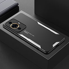 Coque Luxe Aluminum Metal Housse et Bumper Silicone Etui PB1 pour Huawei Nova 11 Pro Argent