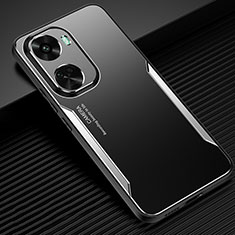 Coque Luxe Aluminum Metal Housse et Bumper Silicone Etui PB1 pour Huawei Nova 11 SE Argent