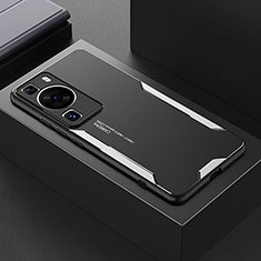 Coque Luxe Aluminum Metal Housse et Bumper Silicone Etui PB1 pour Huawei P60 Pro Argent