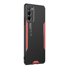 Coque Luxe Aluminum Metal Housse et Bumper Silicone Etui PB1 pour Oppo A56 5G Rouge