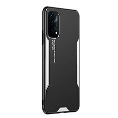 Coque Luxe Aluminum Metal Housse et Bumper Silicone Etui PB1 pour Oppo A74 5G Argent