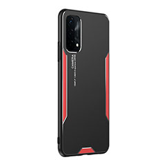 Coque Luxe Aluminum Metal Housse et Bumper Silicone Etui PB1 pour Oppo A74 5G Rouge