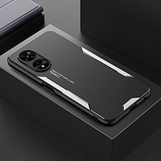 Coque Luxe Aluminum Metal Housse et Bumper Silicone Etui PB1 pour Oppo A78 4G Argent