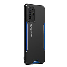 Coque Luxe Aluminum Metal Housse et Bumper Silicone Etui PB1 pour Oppo A95 5G Bleu