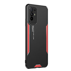 Coque Luxe Aluminum Metal Housse et Bumper Silicone Etui PB1 pour Oppo F19 Pro+ Plus 5G Rouge