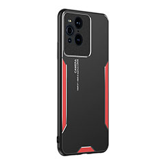 Coque Luxe Aluminum Metal Housse et Bumper Silicone Etui PB1 pour Oppo Find X3 5G Rouge