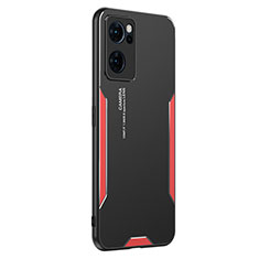 Coque Luxe Aluminum Metal Housse et Bumper Silicone Etui PB1 pour Oppo Find X5 Lite 5G Rouge