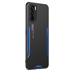 Coque Luxe Aluminum Metal Housse et Bumper Silicone Etui PB1 pour Oppo K9 Pro 5G Bleu