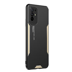 Coque Luxe Aluminum Metal Housse et Bumper Silicone Etui PB1 pour Oppo Reno5 Z 5G Or