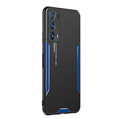 Coque Luxe Aluminum Metal Housse et Bumper Silicone Etui PB1 pour Oppo Reno6 Pro 5G Bleu