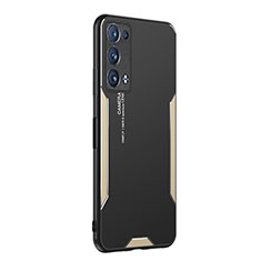 Coque Luxe Aluminum Metal Housse et Bumper Silicone Etui PB1 pour Oppo Reno6 Pro+ Plus 5G Or