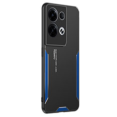 Coque Luxe Aluminum Metal Housse et Bumper Silicone Etui PB1 pour Oppo Reno8 Pro+ Plus 5G Bleu