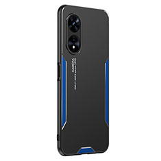 Coque Luxe Aluminum Metal Housse et Bumper Silicone Etui PB1 pour Oppo Reno8 T 5G Bleu