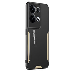 Coque Luxe Aluminum Metal Housse et Bumper Silicone Etui PB1 pour Oppo Reno9 Pro+ Plus 5G Or