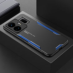 Coque Luxe Aluminum Metal Housse et Bumper Silicone Etui PB1 pour Realme GT3 5G Bleu