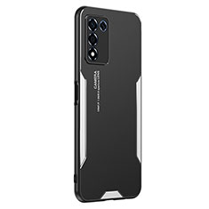 Coque Luxe Aluminum Metal Housse et Bumper Silicone Etui PB1 pour Realme Q3s 5G Argent