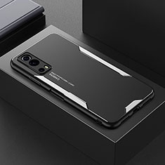 Coque Luxe Aluminum Metal Housse et Bumper Silicone Etui PB1 pour Vivo iQOO Z3 5G Argent