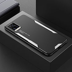 Coque Luxe Aluminum Metal Housse et Bumper Silicone Etui PB1 pour Vivo V20 (2021) Argent