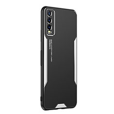 Coque Luxe Aluminum Metal Housse et Bumper Silicone Etui PB1 pour Vivo Y12G Argent