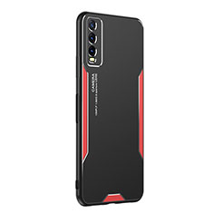 Coque Luxe Aluminum Metal Housse et Bumper Silicone Etui PB1 pour Vivo Y12G Rouge