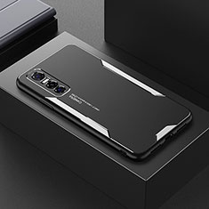 Coque Luxe Aluminum Metal Housse et Bumper Silicone Etui PB1 pour Vivo Y73s 5G Argent