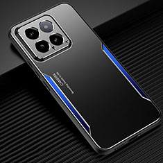 Coque Luxe Aluminum Metal Housse et Bumper Silicone Etui PB1 pour Xiaomi Mi 14 5G Bleu