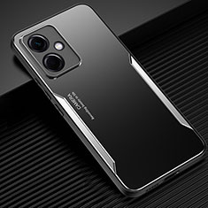 Coque Luxe Aluminum Metal Housse et Bumper Silicone Etui PB1 pour Xiaomi Redmi Note 12R Pro 5G Argent