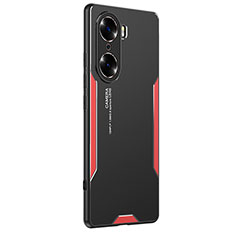 Coque Luxe Aluminum Metal Housse et Bumper Silicone Etui PB2 pour Huawei Honor 60 5G Rouge