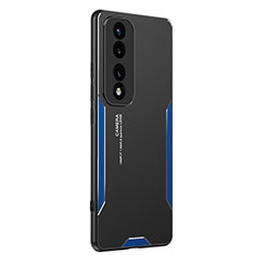 Coque Luxe Aluminum Metal Housse et Bumper Silicone Etui PB2 pour Huawei Honor 70 Pro 5G Bleu