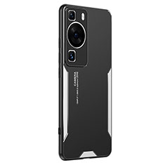 Coque Luxe Aluminum Metal Housse et Bumper Silicone Etui PB2 pour Huawei P60 Pro Argent