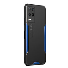 Coque Luxe Aluminum Metal Housse et Bumper Silicone Etui PB2 pour Realme 8s 5G Bleu