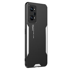 Coque Luxe Aluminum Metal Housse et Bumper Silicone Etui PB2 pour Realme Q5 Pro 5G Argent