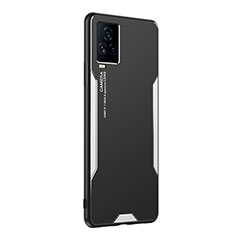 Coque Luxe Aluminum Metal Housse et Bumper Silicone Etui PB2 pour Vivo iQOO 7 5G Argent