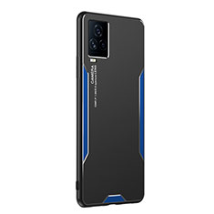 Coque Luxe Aluminum Metal Housse et Bumper Silicone Etui PB2 pour Vivo iQOO 7 Legend 5G Bleu