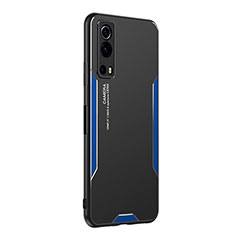 Coque Luxe Aluminum Metal Housse et Bumper Silicone Etui PB2 pour Vivo iQOO Z3 5G Bleu