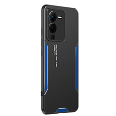 Coque Luxe Aluminum Metal Housse et Bumper Silicone Etui PB2 pour Vivo V25 Pro 5G Bleu