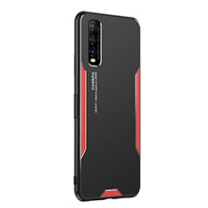 Coque Luxe Aluminum Metal Housse et Bumper Silicone Etui PB2 pour Vivo Y70S 5G Rouge