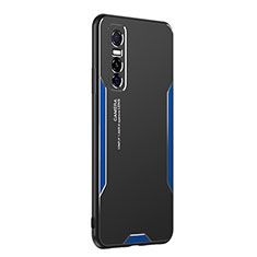 Coque Luxe Aluminum Metal Housse et Bumper Silicone Etui PB2 pour Vivo Y73s 5G Bleu