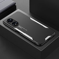 Coque Luxe Aluminum Metal Housse et Bumper Silicone Etui pour Oppo A1 Pro 5G Argent