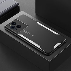 Coque Luxe Aluminum Metal Housse et Bumper Silicone Etui pour Oppo Find X3 5G Argent