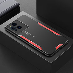 Coque Luxe Aluminum Metal Housse et Bumper Silicone Etui pour Oppo Find X3 Pro 5G Rouge